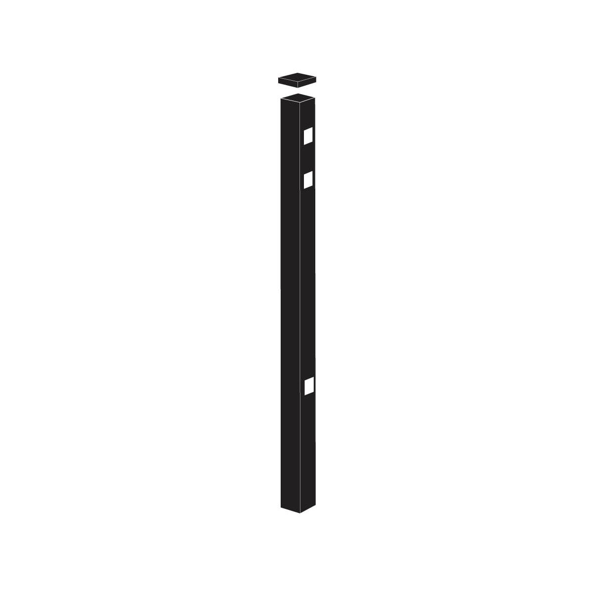 2 in. x 2 in. x 70 in. Black Aluminum End Fence Post