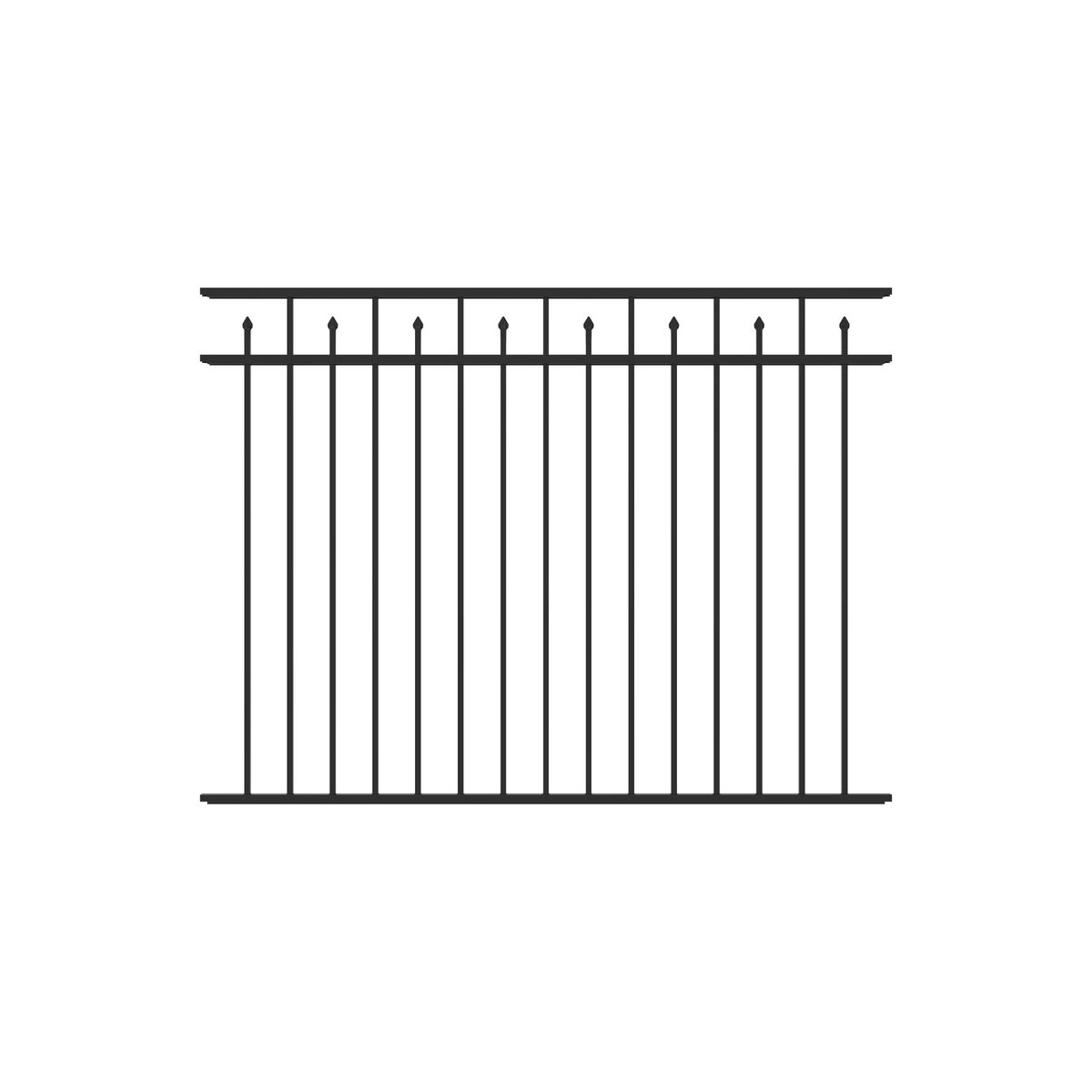 Amethyst Harbor Series - Fence Panel - 4½' x 6' Drop Rail-Aluminum Fence Panels-ActiveYards-Black-FenceCenter