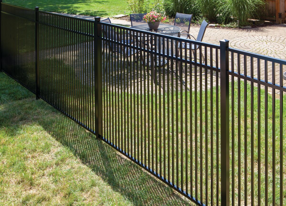 Travertine Harbor Series - Fence Panel - 4½' x 6' Drop Rail-Aluminum Fence Panels-ActiveYards-Black-FenceCenter