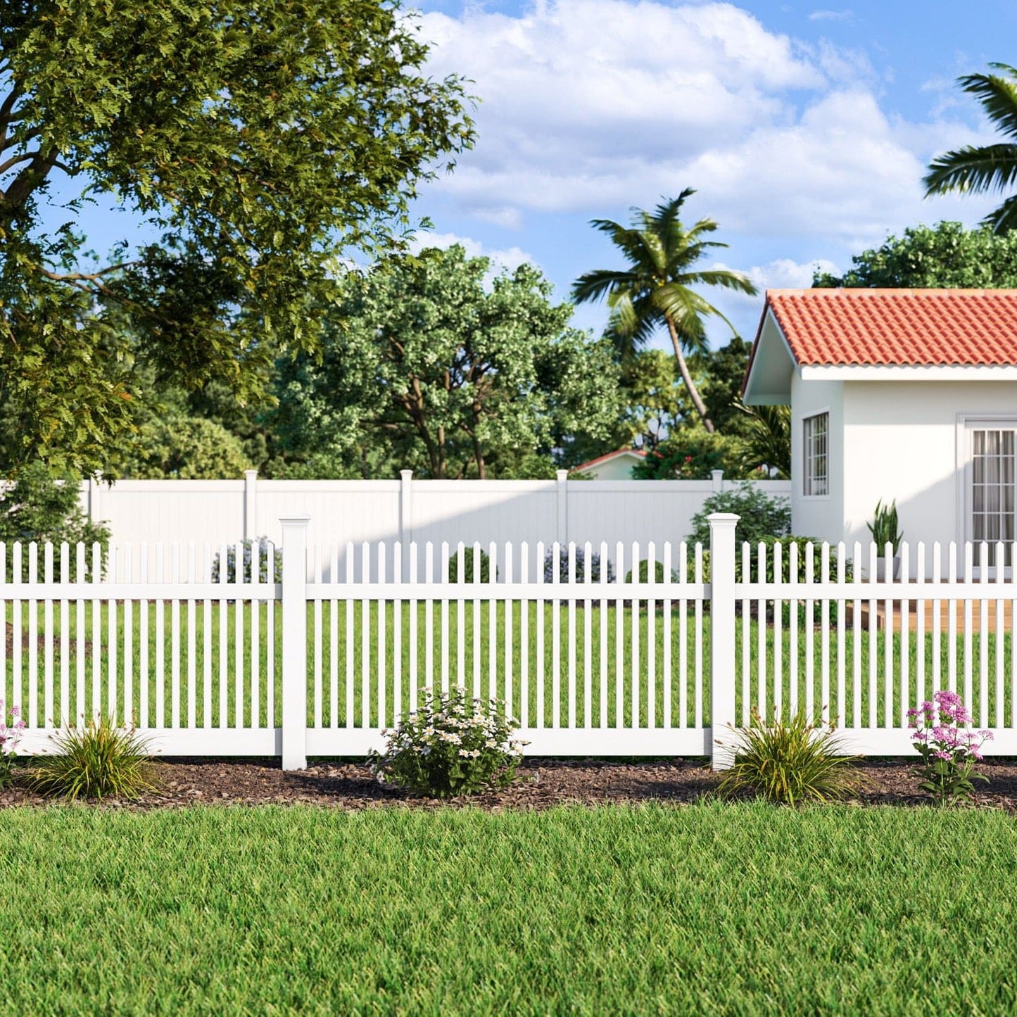 Chestnut Haven Series - Fence Panel - 4' x 8'-Vinyl Fence Panels-ActiveYards-White-FenceCenter