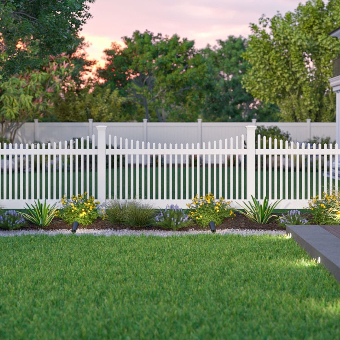 Chestnut Scallop Haven Series - Fence Panel - 4' x 8'-Vinyl Fence Panels-ActiveYards-White-FenceCenter