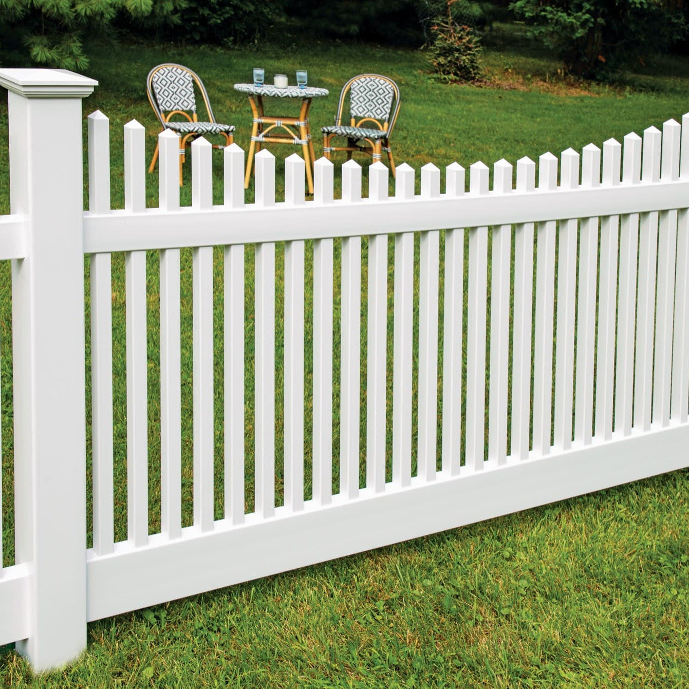 Chestnut Scallop Haven Series - Fence Panel - 4' x 8'-Vinyl Fence Panels-ActiveYards-White-FenceCenter