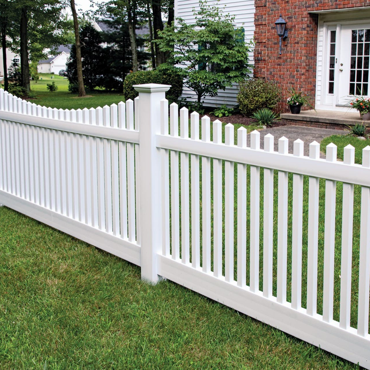 Chestnut Scallop Haven Series - Fence Panel - 4' x 8'-Vinyl Fence Panels-ActiveYards-White-FenceCenter