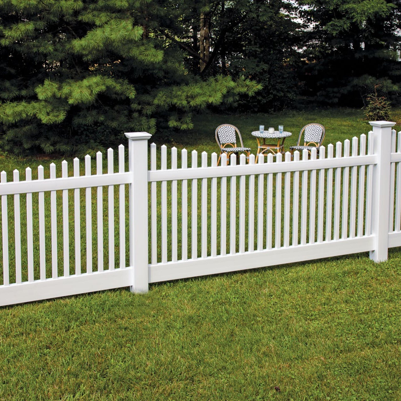 Chestnut Scallop Haven Series - Fence Panel - 4' x 8'-Vinyl Fence Panels-ActiveYards-White-FenceCenter