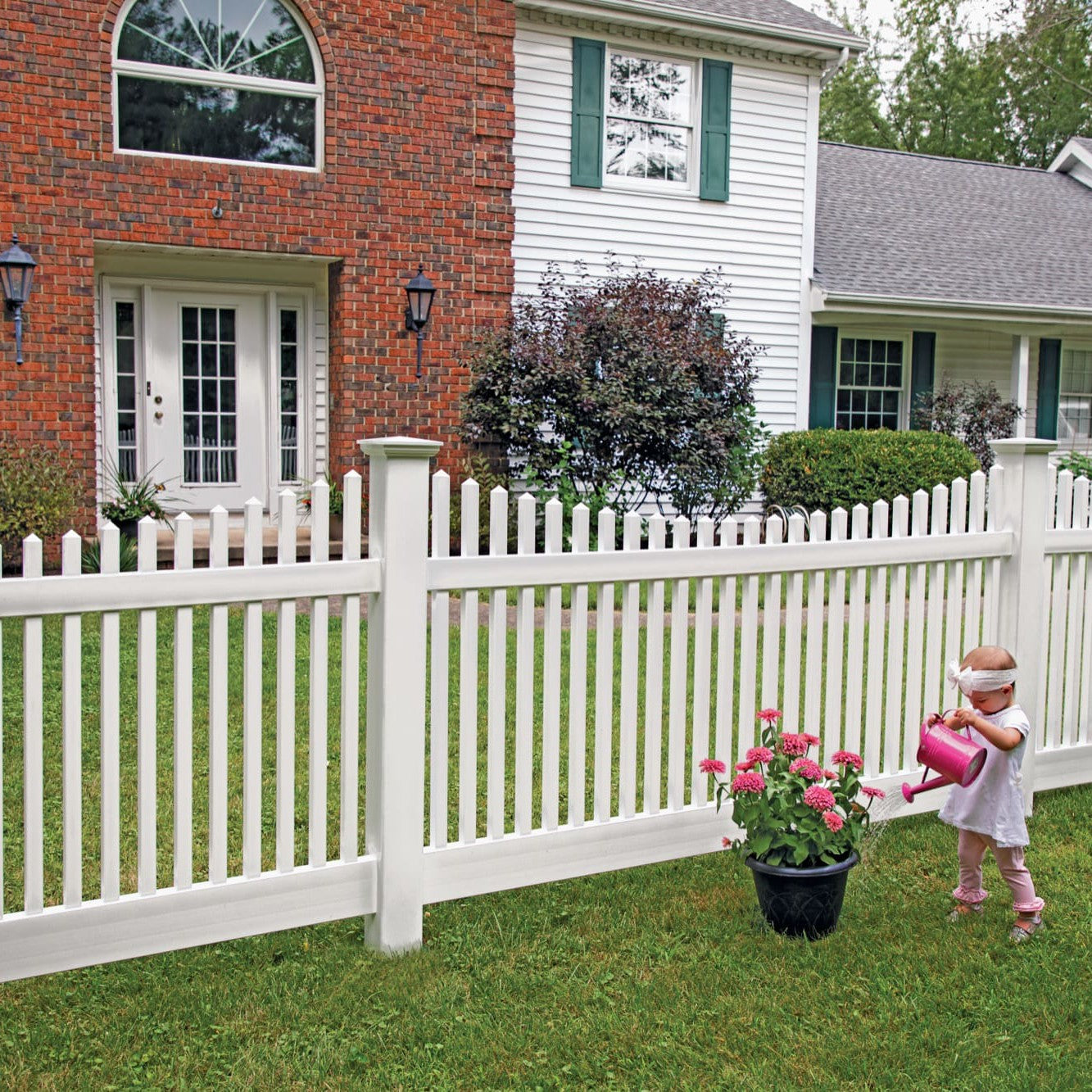 Chestnut Scallop Haven Series - Fence Panel - 4' x 8'-Vinyl Fence Panels-ActiveYards-White-FenceCenter