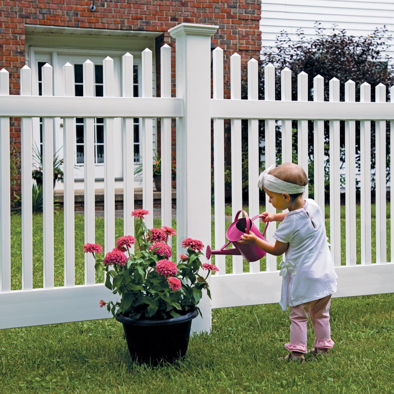 Chestnut Scallop Haven Series - Fence Panel - 4' x 8'-Vinyl Fence Panels-ActiveYards-White-FenceCenter