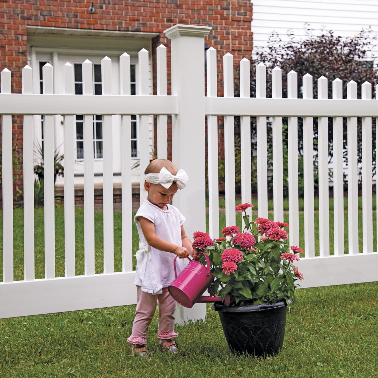 Chestnut Scallop Haven Series - Fence Panel - 4' x 8'-Vinyl Fence Panels-ActiveYards-White-FenceCenter