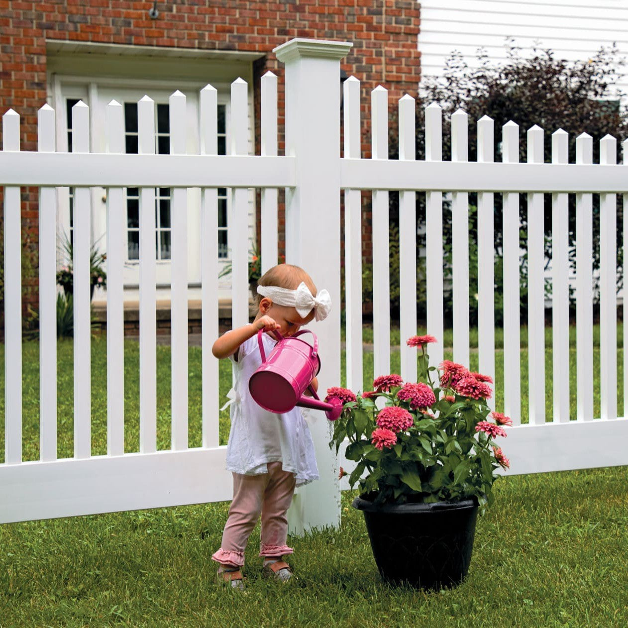 Chestnut Scallop Haven Series - Fence Panel - 4' x 8'-Vinyl Fence Panels-ActiveYards-White-FenceCenter