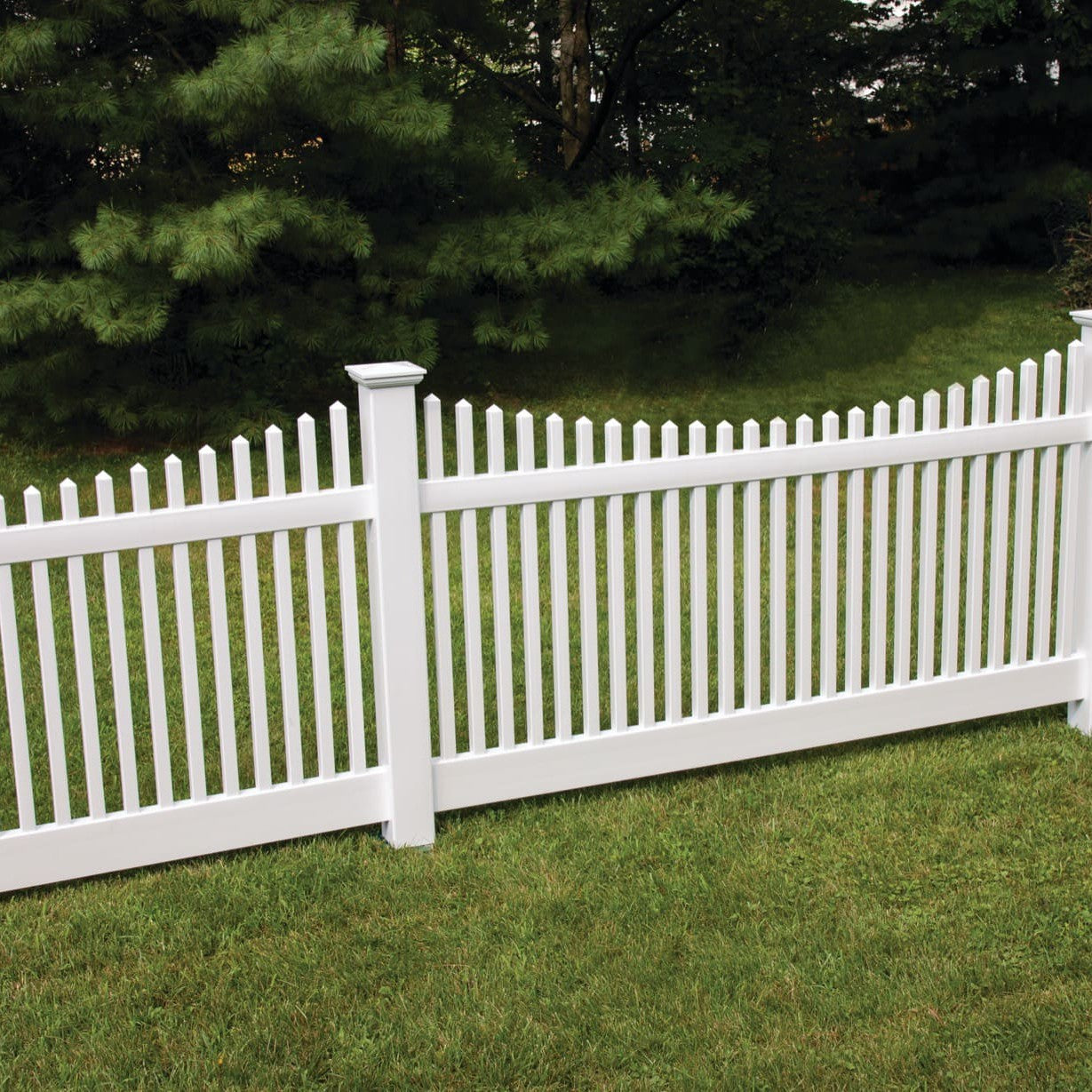 Chestnut Scallop Haven Series - Fence Panel - 4' x 8'-Vinyl Fence Panels-ActiveYards-White-FenceCenter