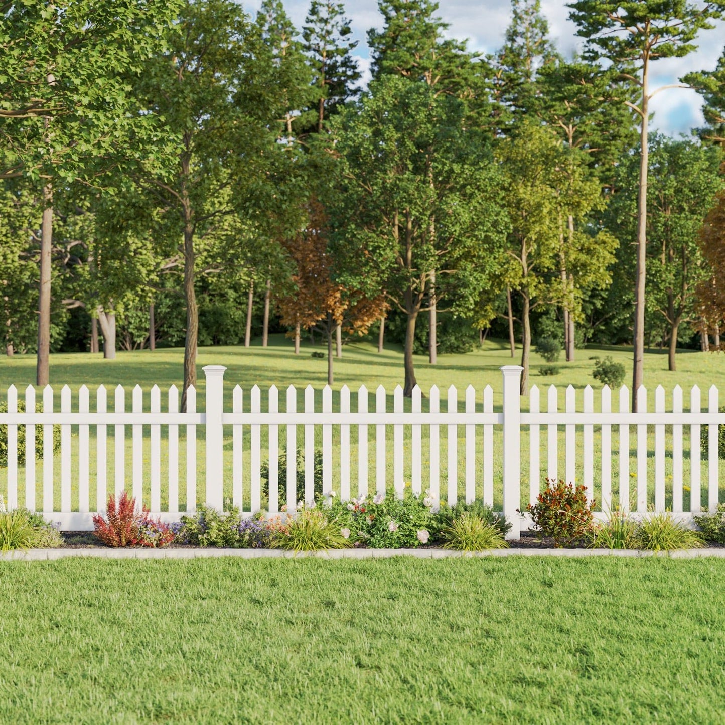 Primrose Haven Series - Fence Panel - 4' x 8'-Vinyl Fence Panels-ActiveYards-White-FenceCenter