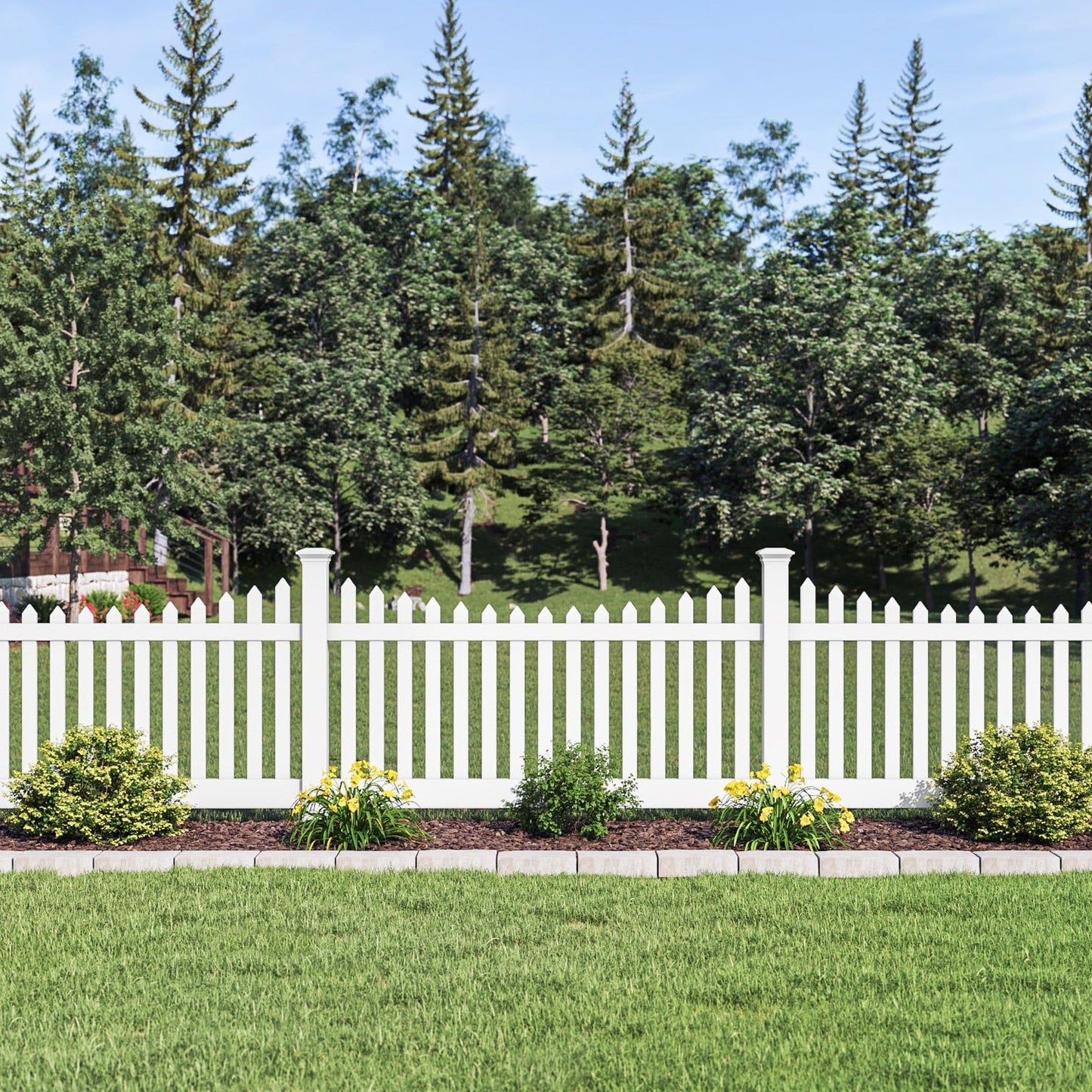 Primrose Scallop Haven Series - Fence Panel - 4' x 8'-Vinyl Fence Panels-ActiveYards-White-FenceCenter