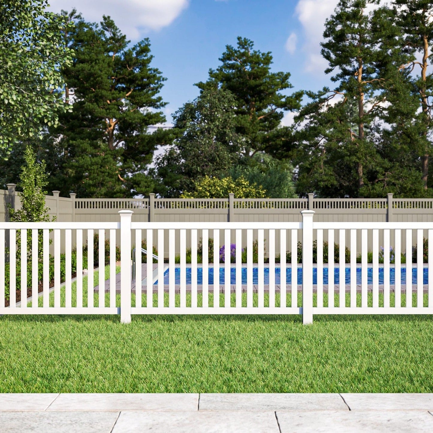 Greenbrier Haven Series - Fence Panel - 4' x 8'-Vinyl Fence Panels-ActiveYards-White-FenceCenter