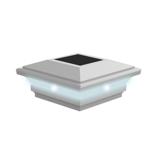 Contemporary Solar Post Cap - 5" x 5"-Fence Post Caps-ActiveYards-White-FenceCenter