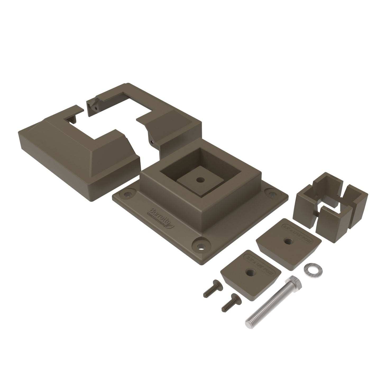 Surface Mount & Cover G2 - 2.5"-Accessories-BOL Hardware-Light Bronze-12-FenceCenter
