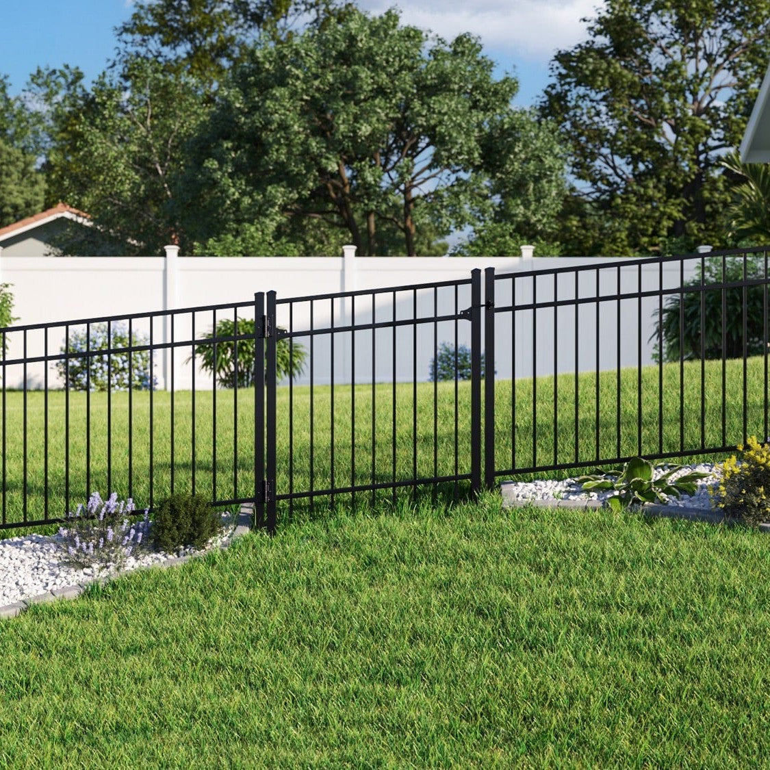 Granite Harbor Series - Fence Panel - 4' x 6'-Aluminum Fence Panels-ActiveYards-Black-FenceCenter