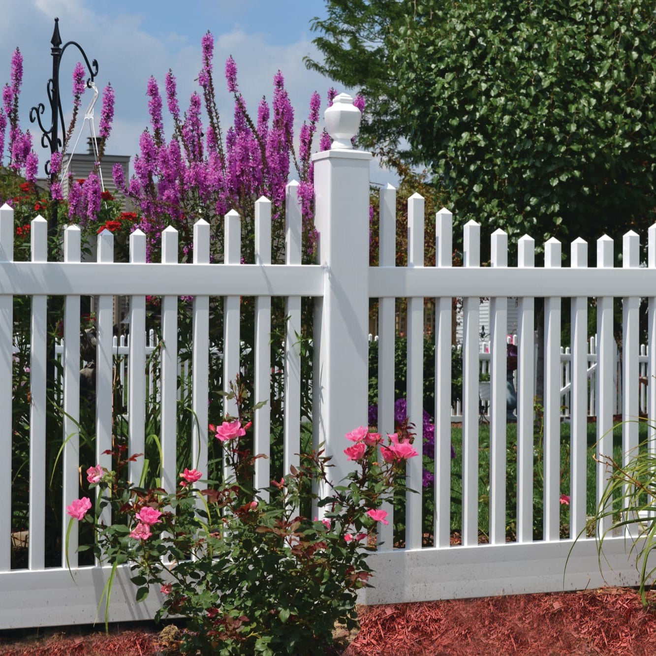 Chestnut Scallop Haven Series - Fence Panel - 4' x 8'-Vinyl Fence Panels-ActiveYards-White-FenceCenter