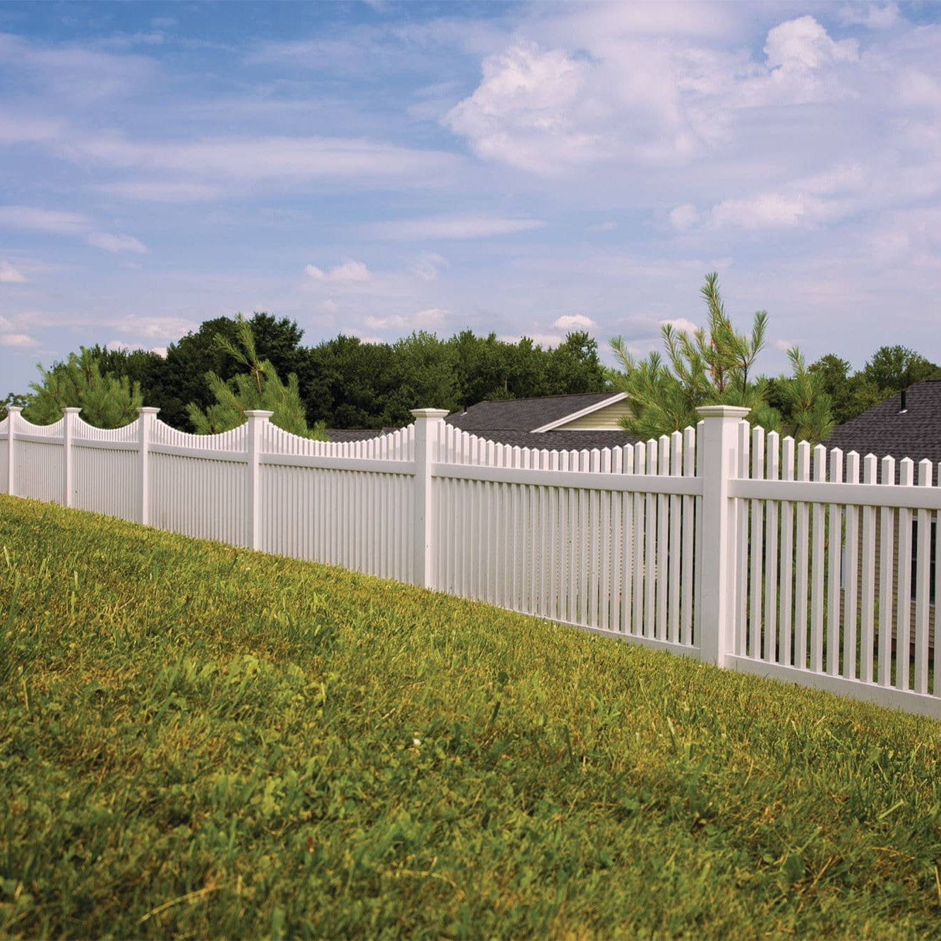 Chestnut Scallop Haven Series - Fence Panel - 4' x 8'-Vinyl Fence Panels-ActiveYards-White-FenceCenter