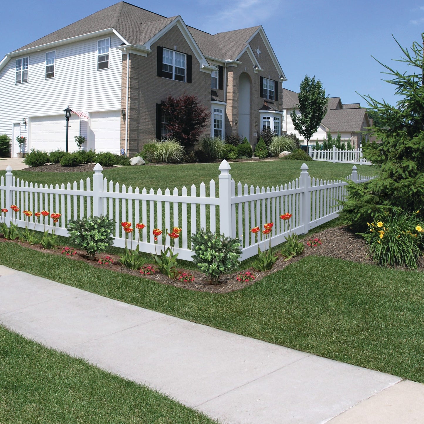 Primrose Scallop Haven Series - Fence Panel - 4' x 8'-Vinyl Fence Panels-ActiveYards-White-FenceCenter