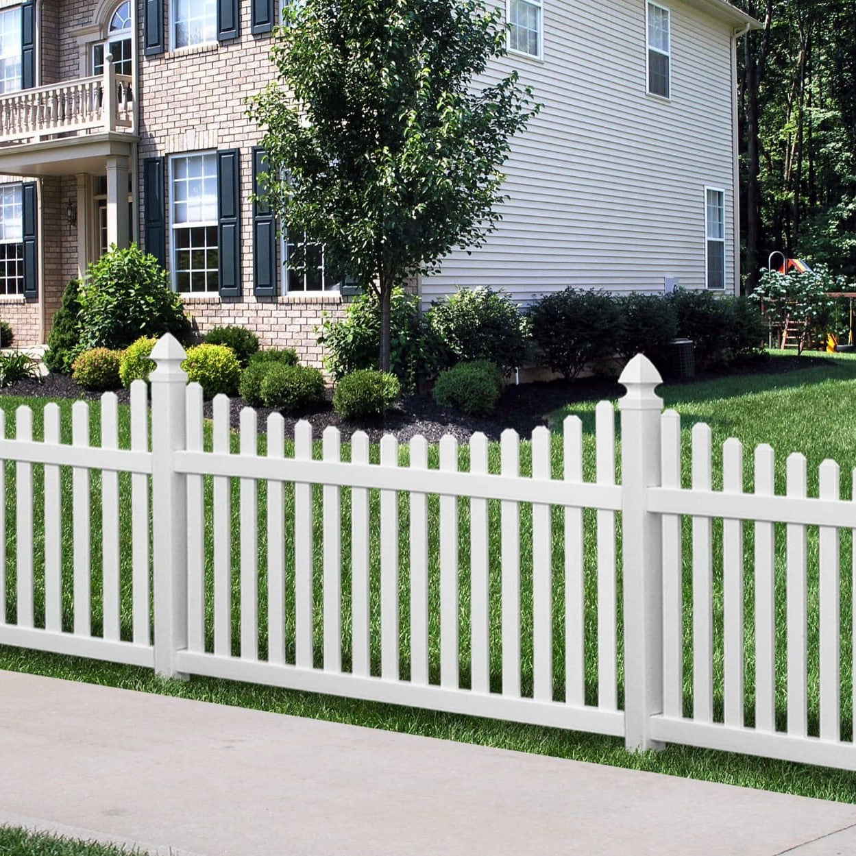 Silverbell Scallop Haven Series - Fence Panel - 4' x 8'-Vinyl Fence Panels-ActiveYards-White-FenceCenter