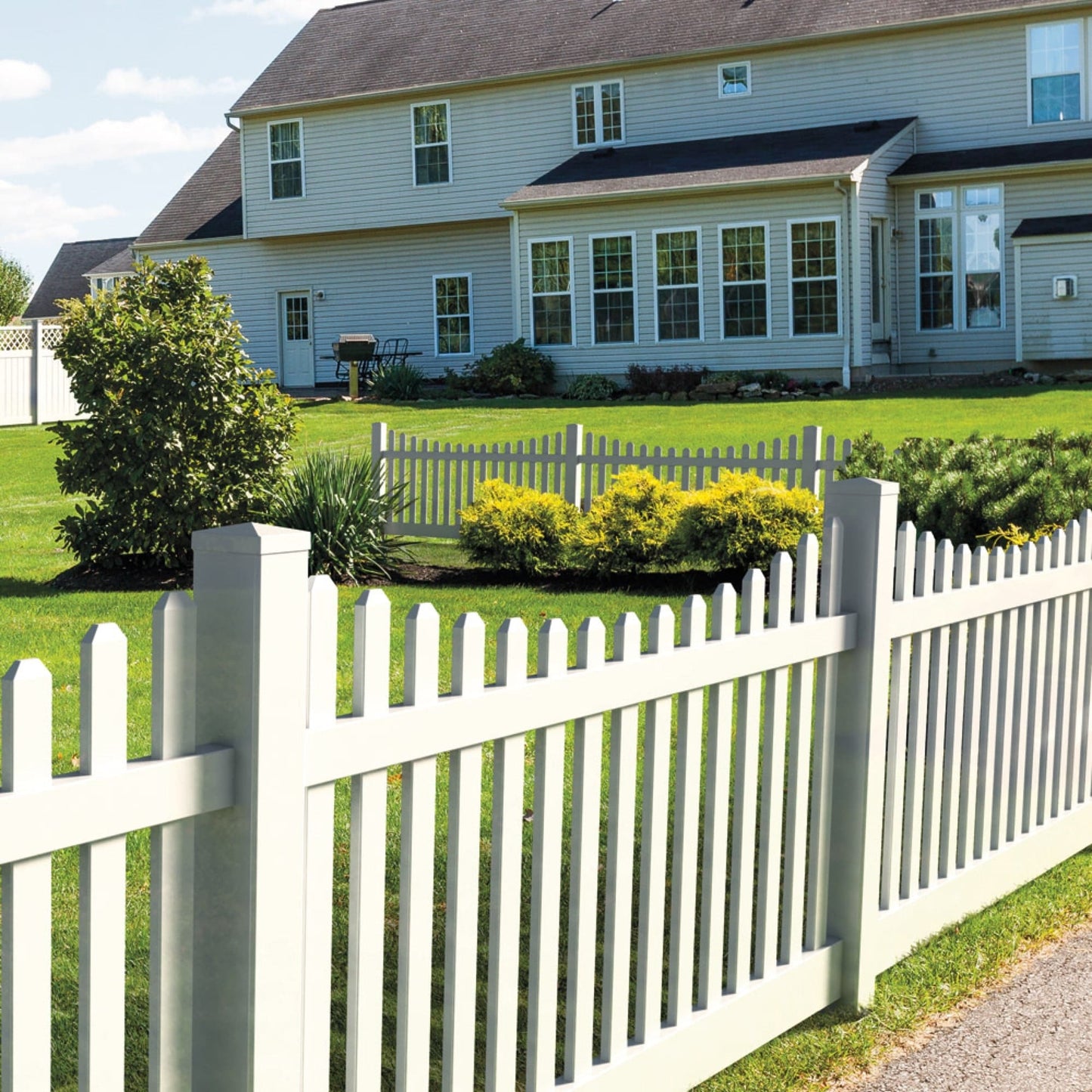 Silverbell Scallop Haven Series - Fence Panel - 4' x 8'-Vinyl Fence Panels-ActiveYards-White-FenceCenter