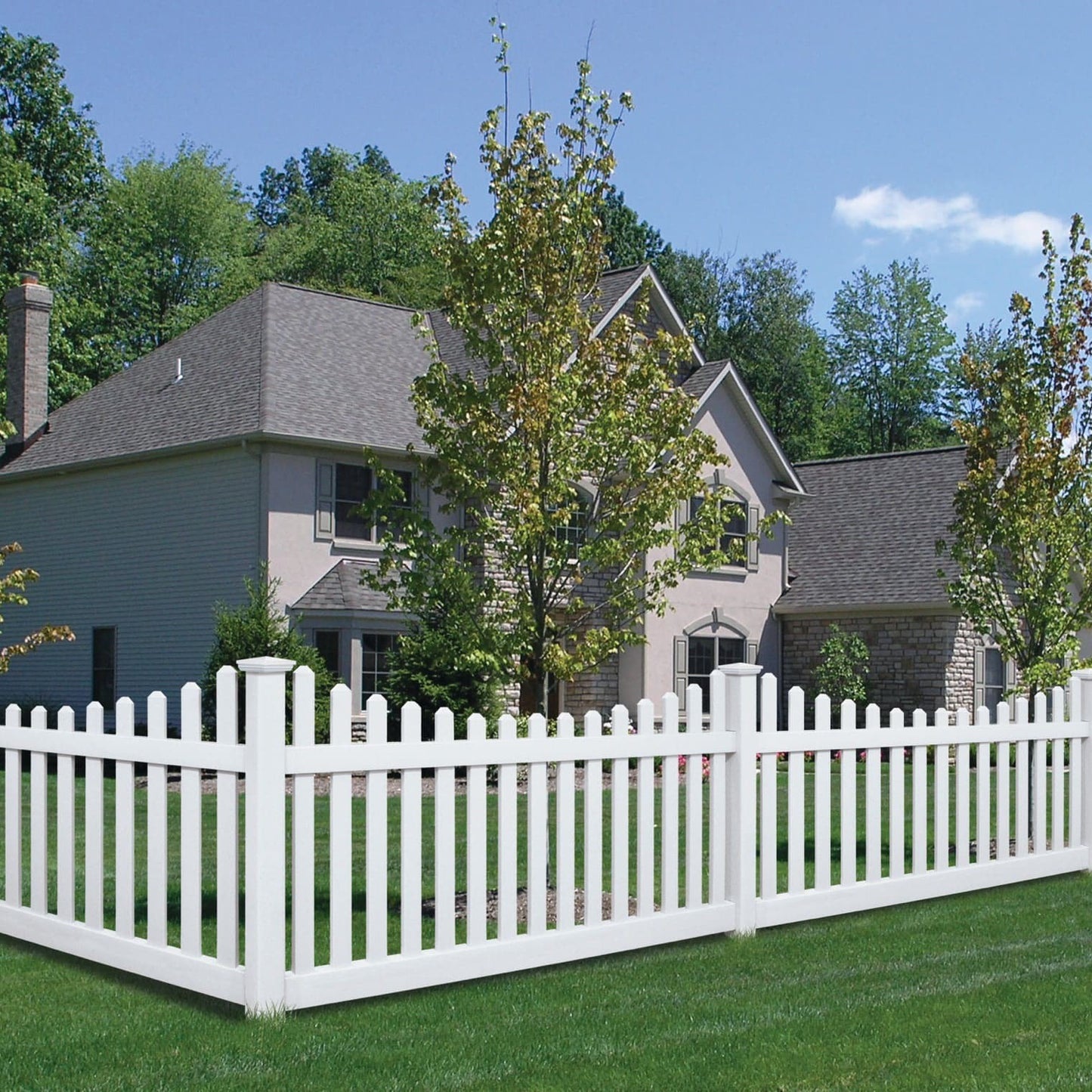 Silverbell Scallop Haven Series - Fence Panel - 4' x 8'-Vinyl Fence Panels-ActiveYards-White-FenceCenter