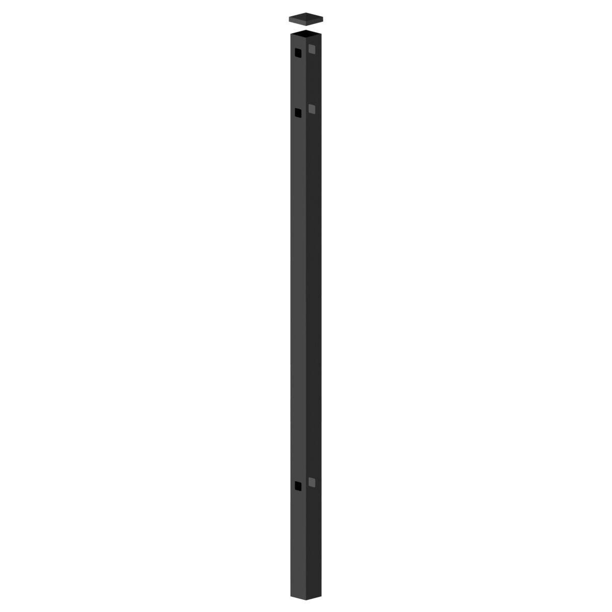 Line Post - 2" x 2" x 58" (F)-Aluminum Fence Posts-ActiveYards-Black-FenceCenter