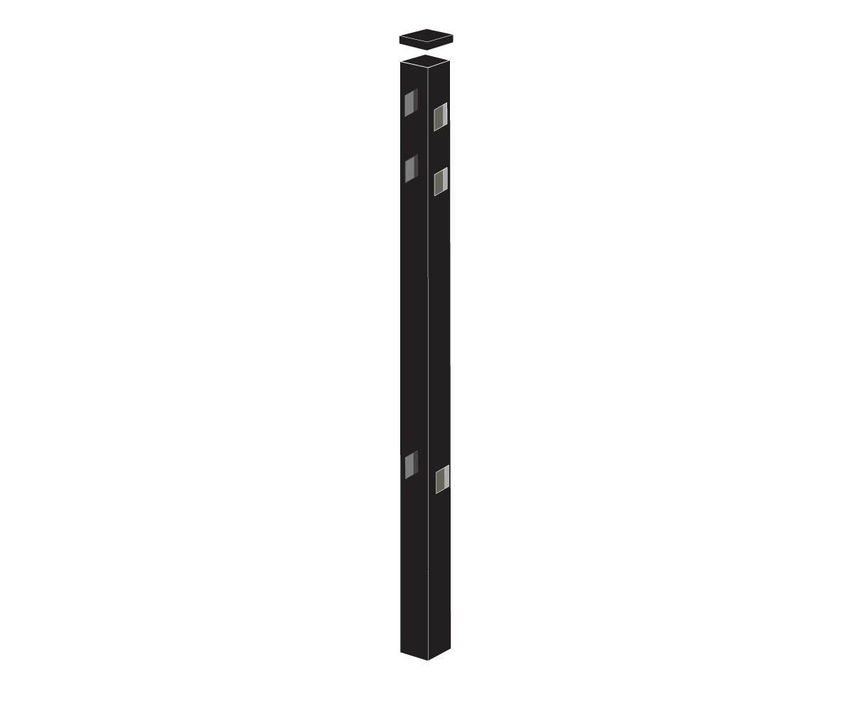 Line Post - 2" x 2" x 106" (J)-Aluminum Fence Posts-ActiveYards-Black-FenceCenter