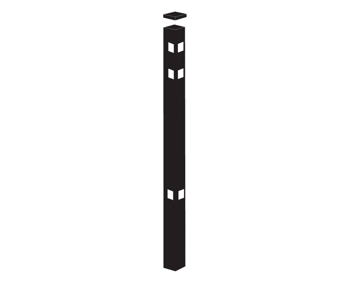 Corner Post - 2" x 2" x 106" (D)-Aluminum Fence Posts-ActiveYards-Black-FenceCenter