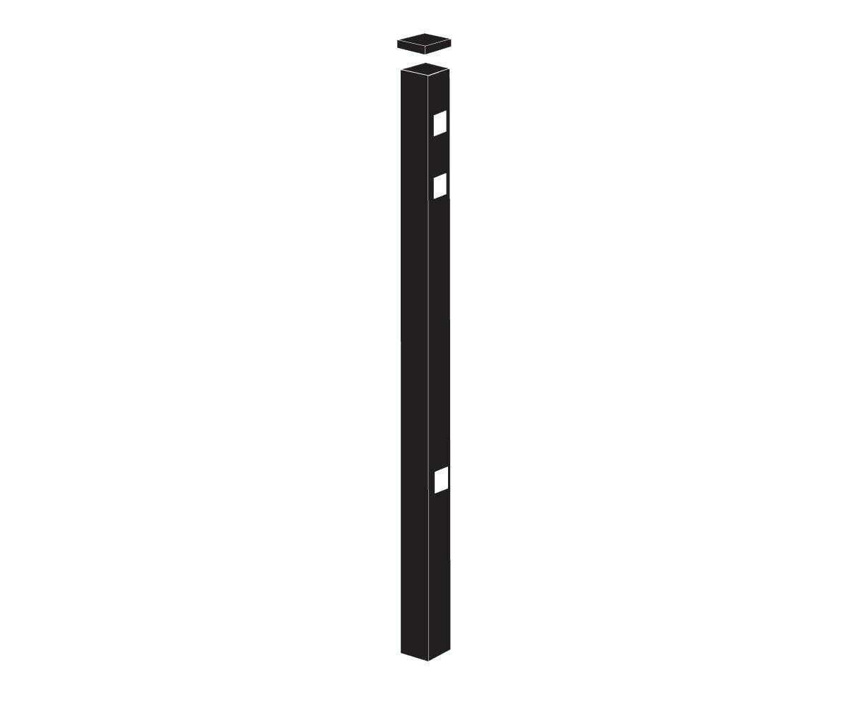 End Post - 2½" x 2½" x 88" (C)-Aluminum Fence Posts-ActiveYards-Black-FenceCenter