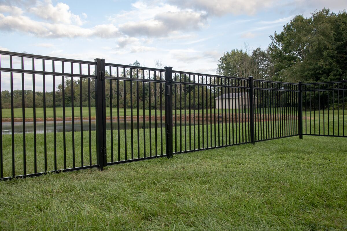 Granite Haven Series - Fence Panel - 4½' x 8' Drop Rail-Aluminum Fence Panels-ActiveYards-Black-FenceCenter