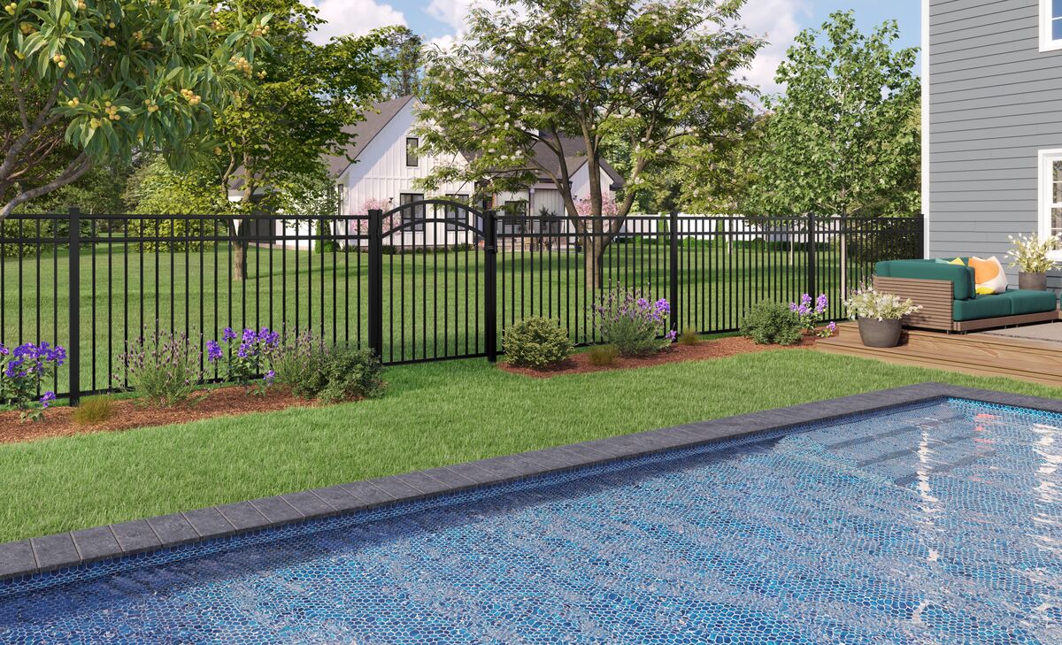 Granite Haven Series - Fence Panel - 4½' x 8' Drop Rail-Aluminum Fence Panels-ActiveYards-Black-FenceCenter