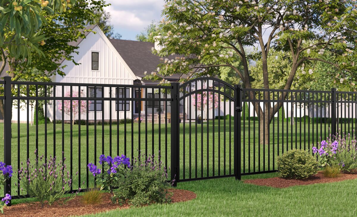 Granite Haven Series - Fence Panel - 4½' x 8' Drop Rail-Aluminum Fence Panels-ActiveYards-Black-FenceCenter