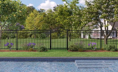 Granite Haven Series - Fence Panel - 4½' x 8' Drop Rail-Aluminum Fence Panels-ActiveYards-Black-FenceCenter