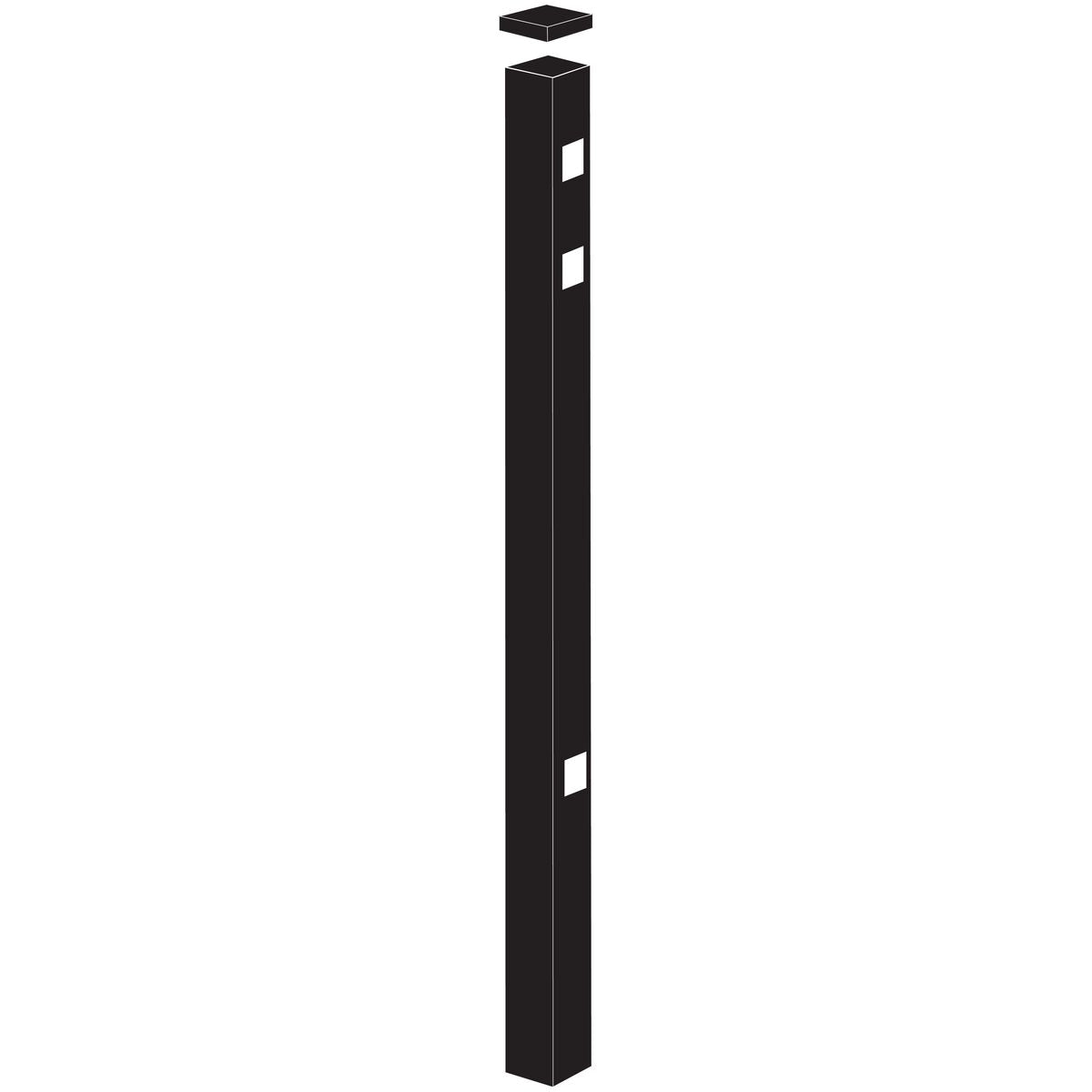 End Post - 2" x 2" x 58" (F)-Aluminum Fence Posts-ActiveYards-Black-FenceCenter