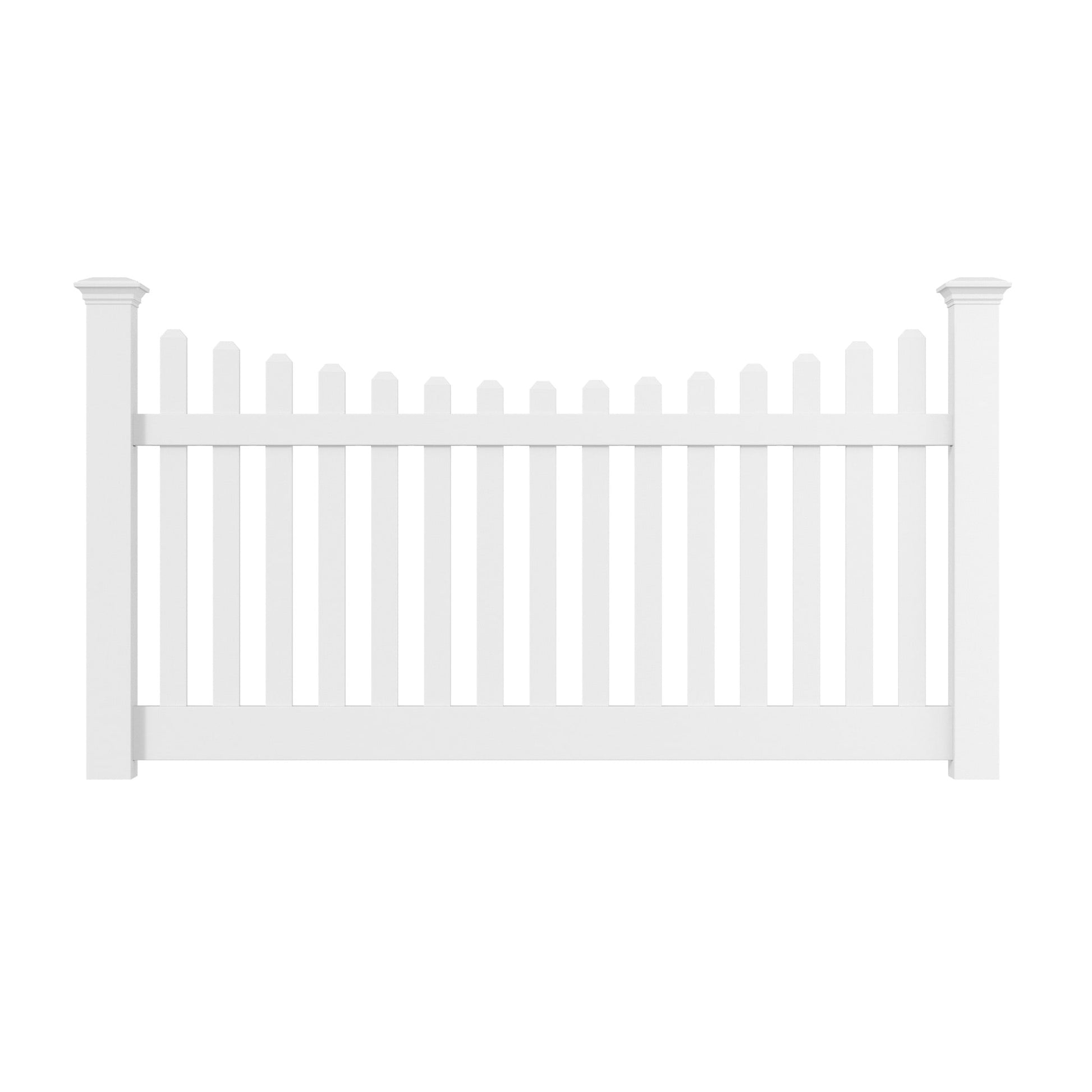 Silverbell Scallop Haven Series - Fence Panel - 4' x 8'-Vinyl Fence Panels-ActiveYards-White-FenceCenter