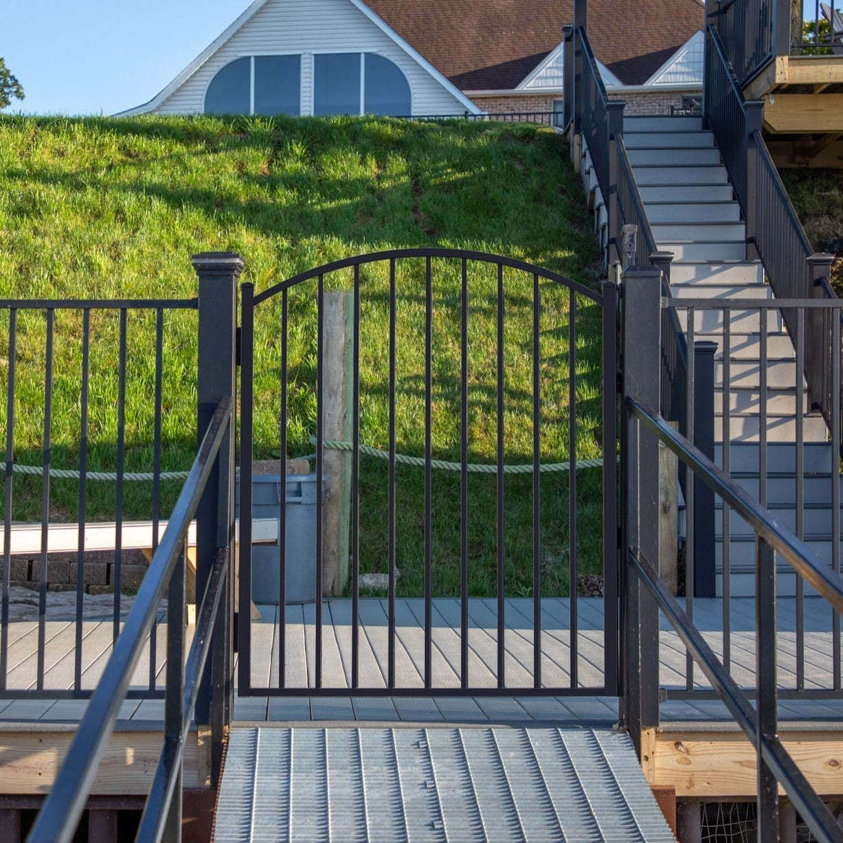 Bedrock Harbor Series - Arched Gate - 4' x 4'-Aluminum Fence Gates-ActiveYards-Black-FenceCenter