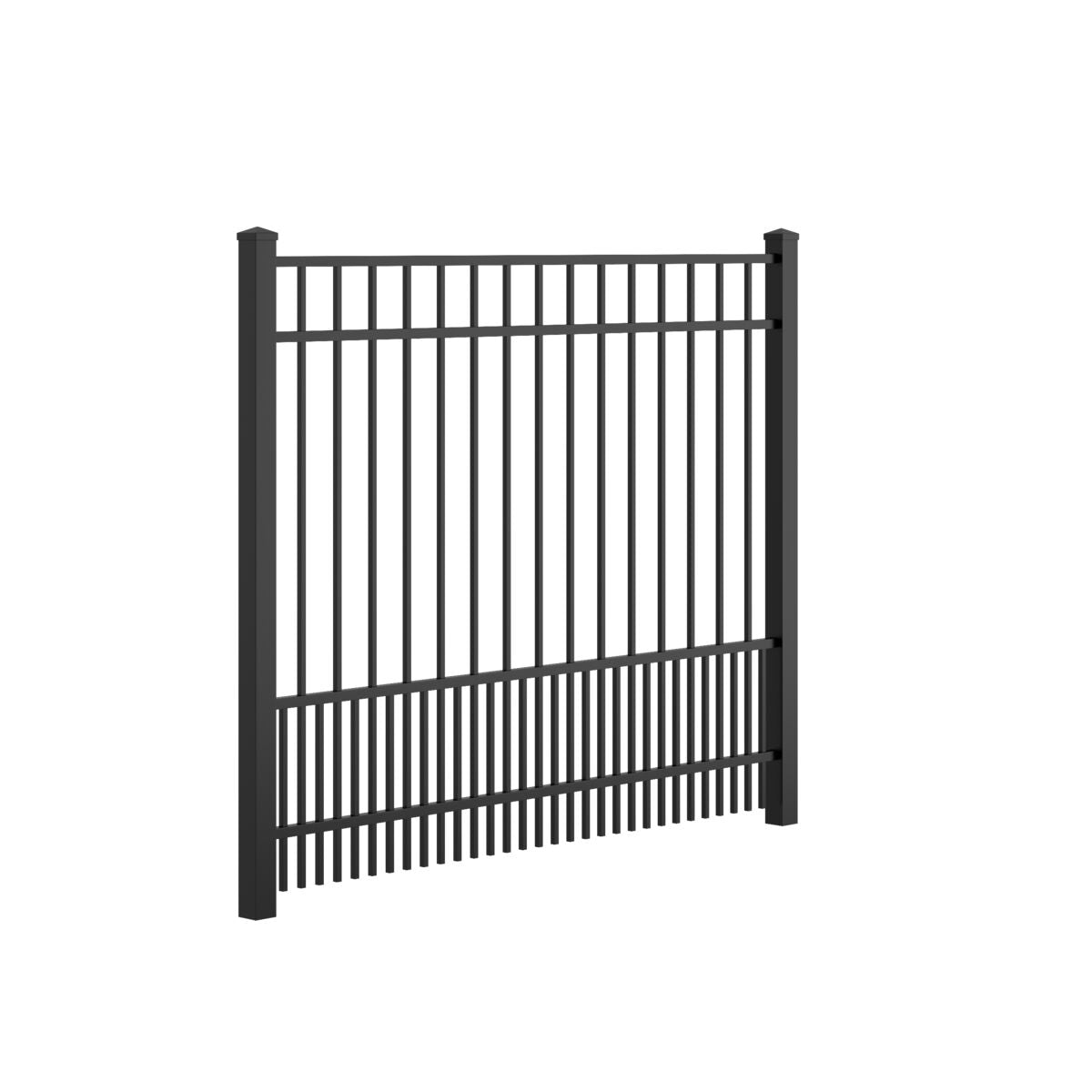 Jasper Harbor Series - Fence Panel - 5' x 6'-Aluminum Fence Panels-ActiveYards-Black-FenceCenter