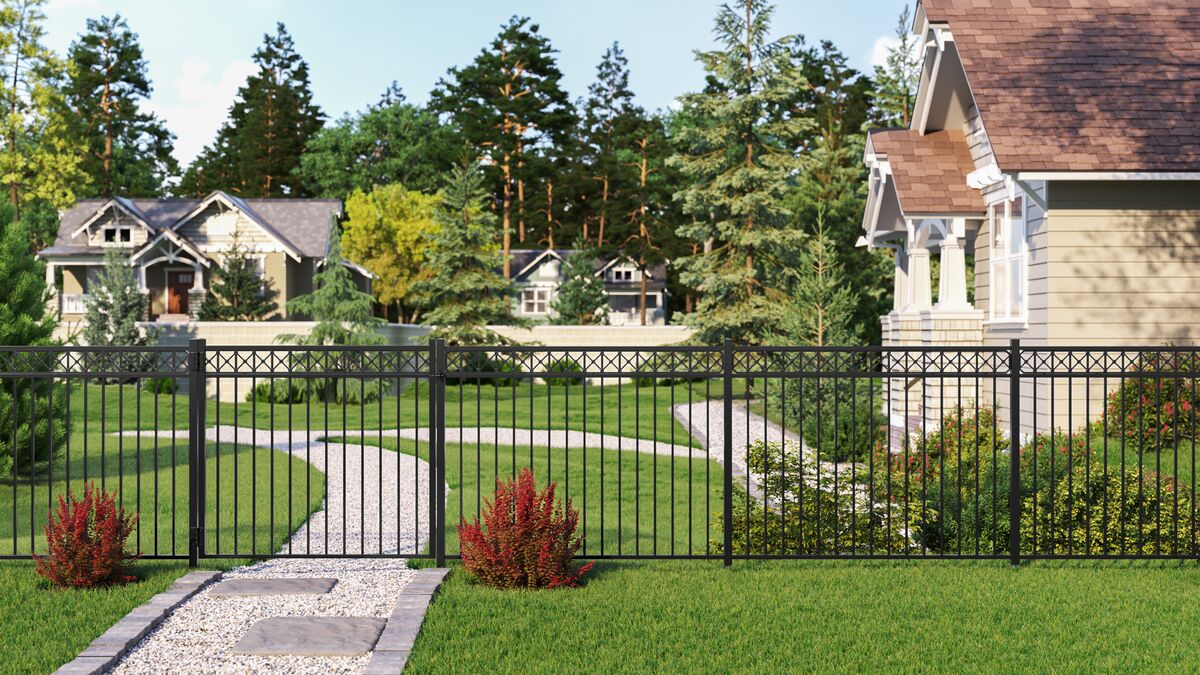 Flint Harbor Series - Fence Panel - 4½' x 6'-Aluminum Fence Panels-ActiveYards-Black-FenceCenter