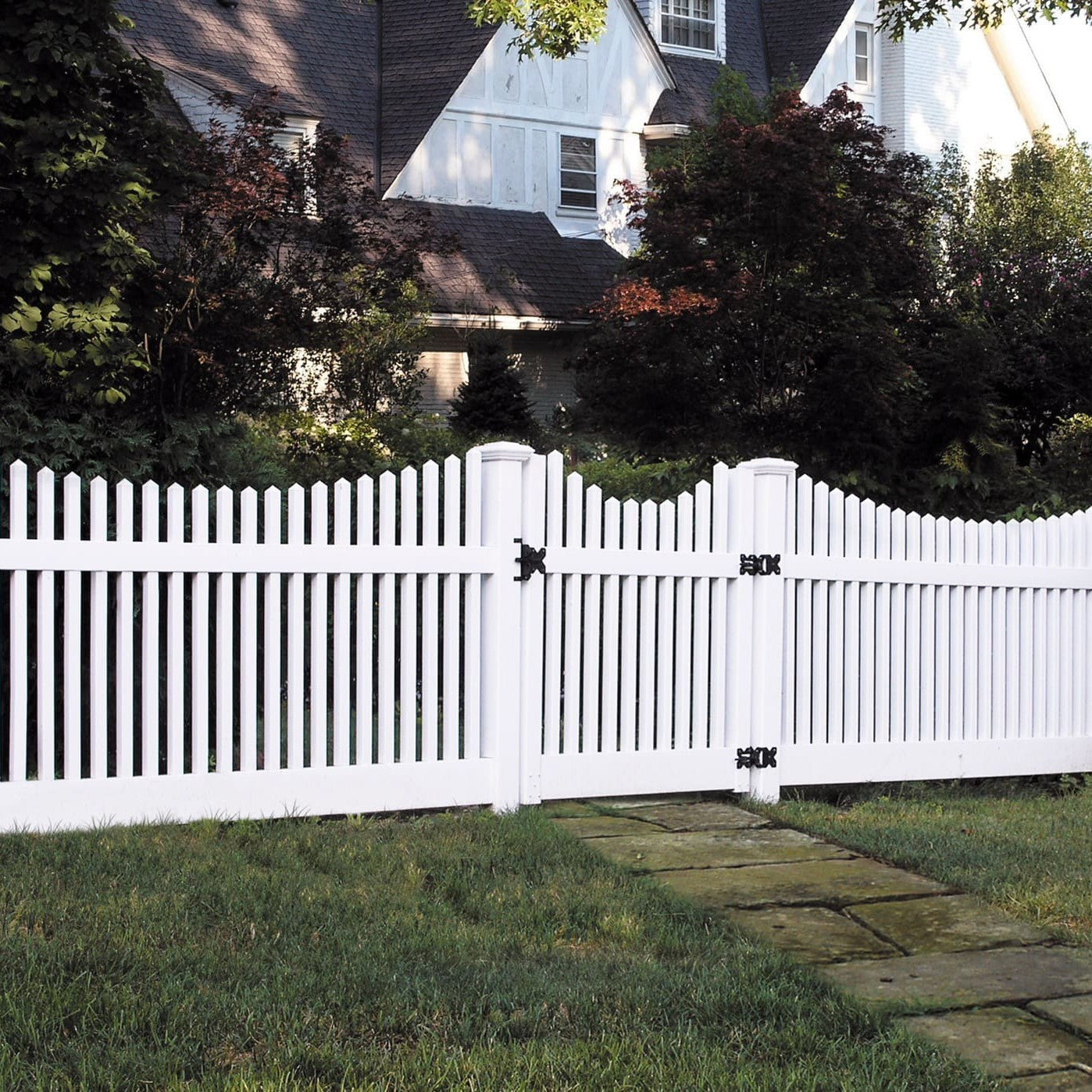 Chestnut Scallop Haven Series - Fence Panel - 4' x 8'-Vinyl Fence Panels-ActiveYards-White-FenceCenter