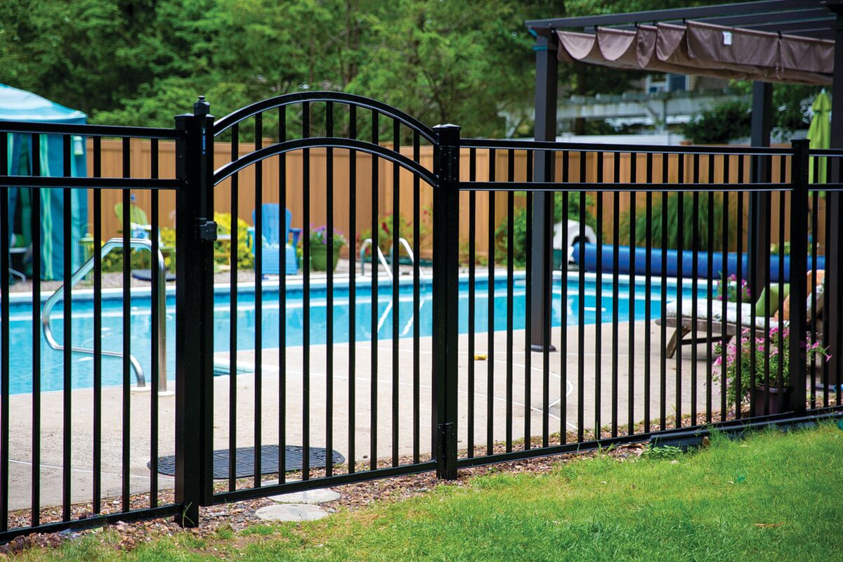 Granite Haven Series - Fence Panel - 4½' x 8' Drop Rail-Aluminum Fence Panels-ActiveYards-Black-FenceCenter